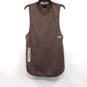 ECHT Tank Men's M Brown Muscle Fit Scoop Neck‎ Pocket Round Hem Logo Pullover